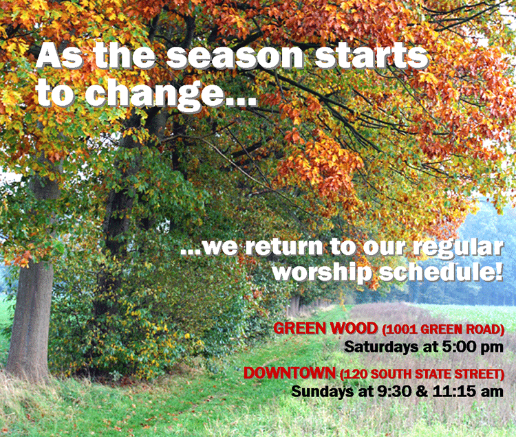 fall worship schedules starts september 5