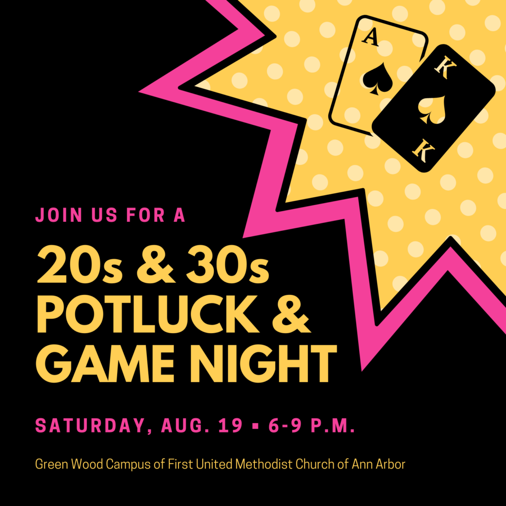 Potluck and game night graphic